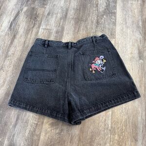 NWT! Obey”Sheep” Embroidered Back Pocket Black Wash High-Rise Denim Shorts